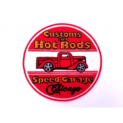 Patch Customs And Hot Rods Speed Garage Chicago Flicken Aufnäher Aufbügeln Bügelbild customs