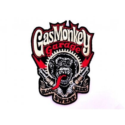 Patch Gas Monkey Garage Blood Sweat Beers Flicken Aufnäher Aufbügeln Bügelbild garage