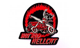 Patch Hot Rod Hellcat Oldcar Flames Redhot Flicken Aufnäher Aufbügeln Bügelbild cat