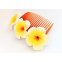 Blumenkamm Frangipani Weiss Gelb Blüten Haarkamm Steckkamm Hawaii IMG_20210325_232402 (1)